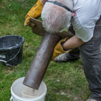 Matthew Blakely at work in his workshop 2017 - Processing materials